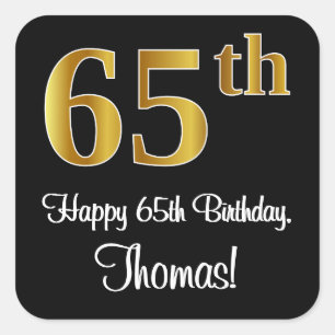 Sticker Carré 65e anniversaire - Elégant Luxueux Faux Gold Look