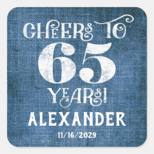 Sticker Carré 65e anniversaire Merci de lin bleu chevaliers