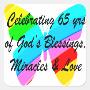 STICKER CARRÉ 65E ANNIVERSAIRE PLUIE BUTTERFLY DESIGN