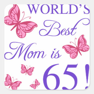 Sticker Carré 65e anniversaire pour maman