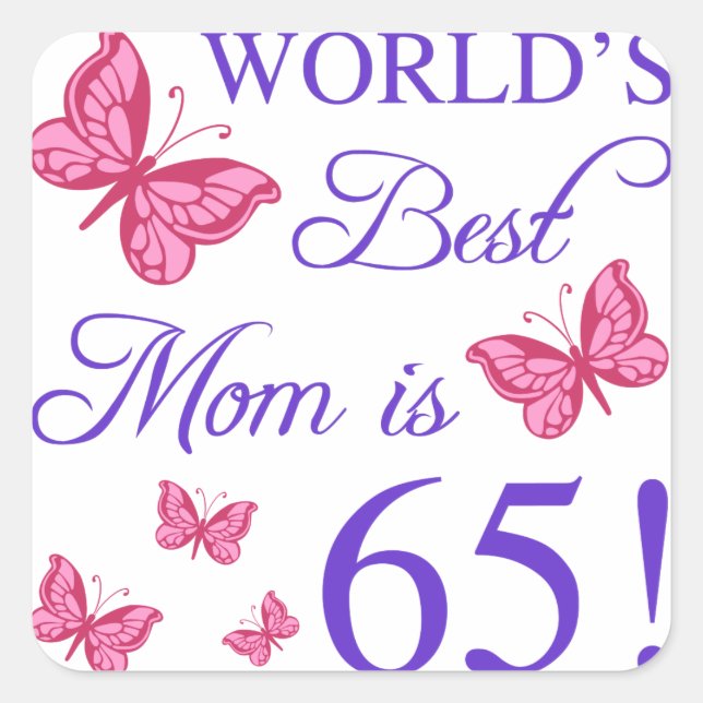 Sticker Carré 65e anniversaire pour maman (Devant)