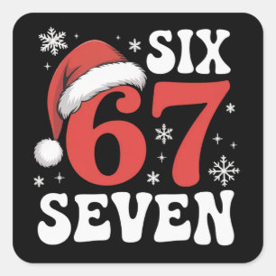 Sticker Carré 67 Chapeau de Père Noël Noël Six Sept Blagues