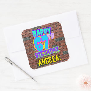Sticker Carré 67e anniversaire - Amusant, Graffiti urbain inspir