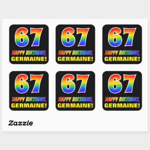 Sticker Carré 67e anniversaire : Bold, amusant, simple, arc-en-c