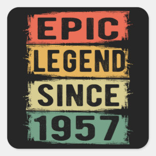 Sticker Carré 68 Ans Anniversaire 1957 Légende épique 68e annive
