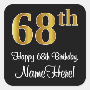 Sticker Carré 68e anniversaire - Elégant luxe Faux Gold Look #