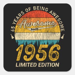 Sticker Carré 69 Ans 1956 Retro Awesome 69e anniversaire Cadeau