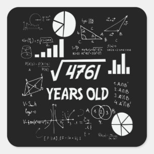 Sticker Carré 69 Ans Enseignant en mathématiques Anniversaires 6