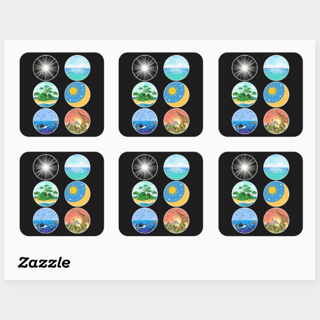 Sticker Carré 6 Jours de création - Genèse 1-2 Enseignant scolai (Feuille)