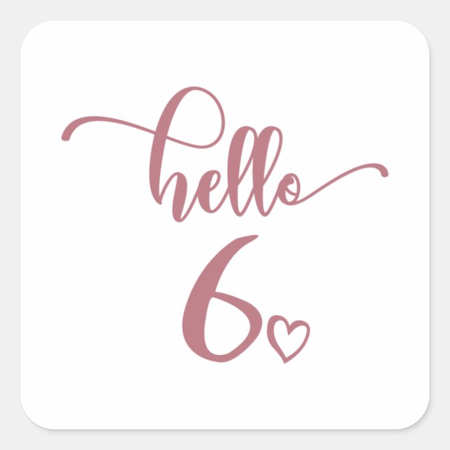 Sticker Carré 6e anniversaire Filles Hello Six mignons Enfants d (Devant)