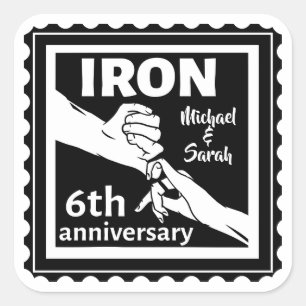 Sticker Carré 6e anniversaire mariage traditionnel cadeau fer