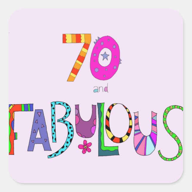 Sticker Carré 70 et fabuleux 70e anniversaire (Devant)