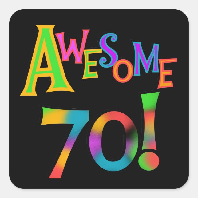 Sticker Carré 70 superbes T-shirts et cadeaux d'anniversaire (Devant)