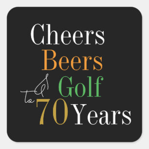 Sticker Carré 70e Anniversaire Acclamations et Bières Golf Noir 