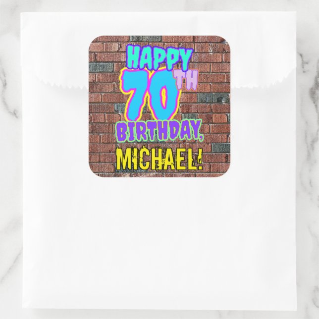 Sticker Carré 70e anniversaire - Amusant, Graffiti urbain inspir (Sac)