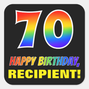 Sticker Carré 70e anniversaire : Gras, amusant, simple, Rainbow 