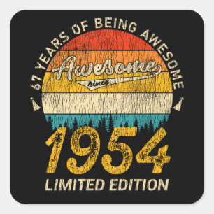 Sticker Carré 71 Ans 1954 Retro Awesome 71e anniversaire Cadeau