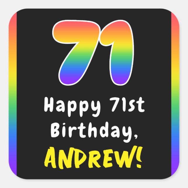 Sticker Carré 71e anniversaire : Rainbow Spectrum # 71, Nom pers (Devant)