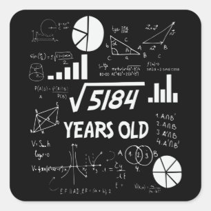 Sticker Carré 72 ans Enseignant en mathématiques Anniversaires 7