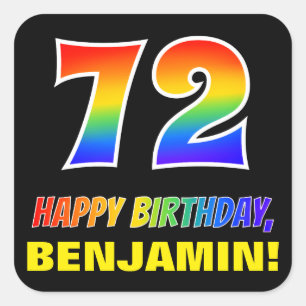 Sticker Carré 72e anniversaire : Gras, amusant, simple, Rainbow 