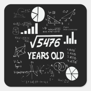 Sticker Carré 73 ans Enseignant des mathématiques Anniversaires