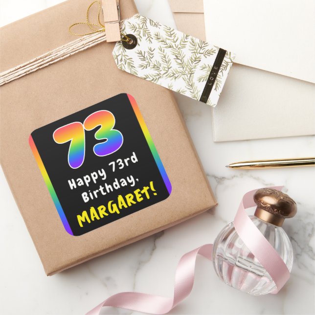 Sticker Carré 73e anniversaire : Rainbow Spectrum # 73, Nom pers (Cadeaux)