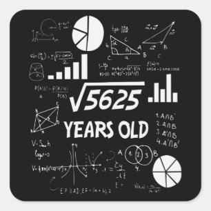 Sticker Carré 74 Ans Enseignant en mathématiques Anniversaires 7