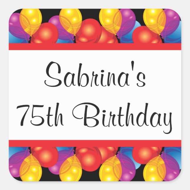 Sticker Carré 75e fête d'anniversaire | Texte do-it-yourself (Devant)
