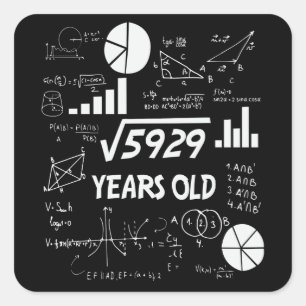 Sticker Carré 76 Ans Enseignant en mathématiques Anniversaires 7