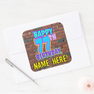Sticker Carré 77e anniversaire - Amusant, Graffiti urbain inspir