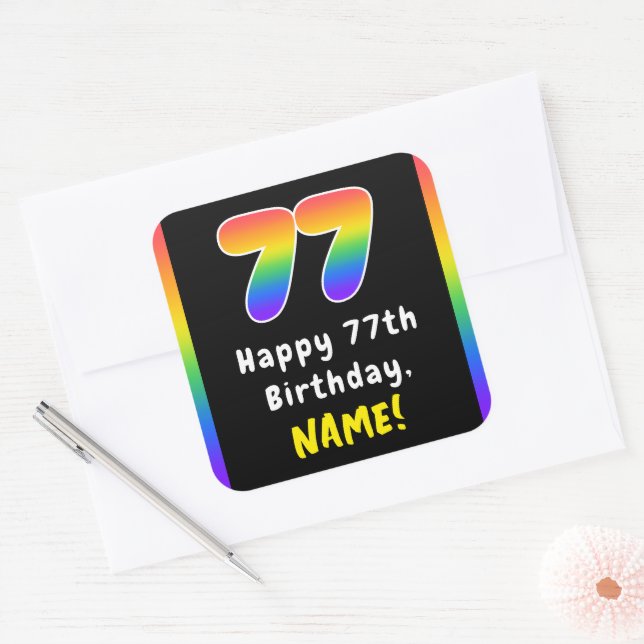 Sticker Carré 77e anniversaire : Rainbow Spectrum # 77, Nom pers (Enveloppe)