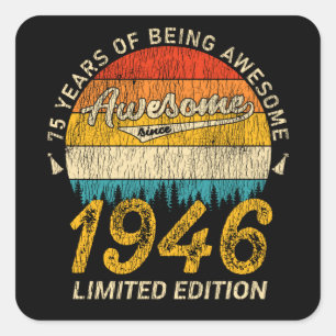 Sticker Carré 79 Ans 1946 Retro Awesome 79e anniversaire Cadeau