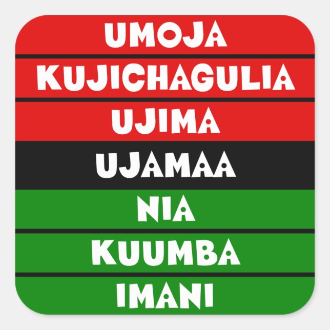 Sticker Carré 7 Principes de Kwanzaa (Devant)