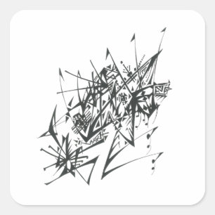 Sticker Carré 7 Tatouage Tribal Abstrait Noir et Blanc