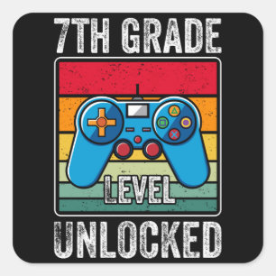 Sticker Carré 7e année Enfants déverrouillés Retour à l'école Ga