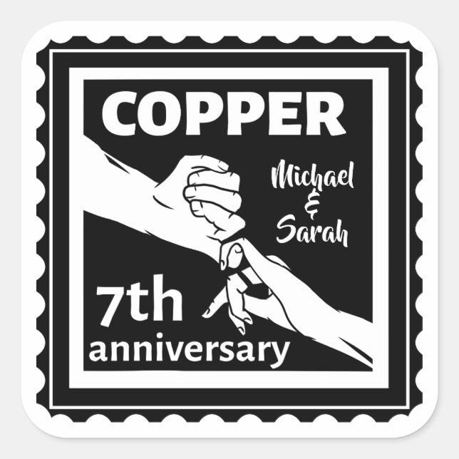 Sticker Carré 7e anniversaire mariage traditionnel cadeau fer (Devant)