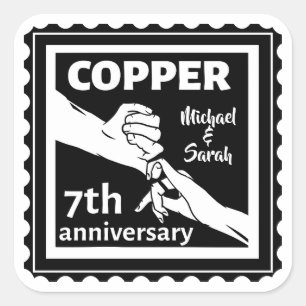 Sticker Carré 7e anniversaire mariage traditionnel cadeau fer