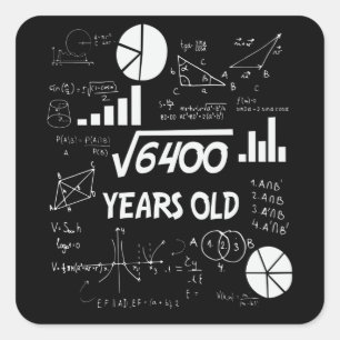 Sticker Carré 80 Ans Enseignant de mathématiques Anniversaires 8