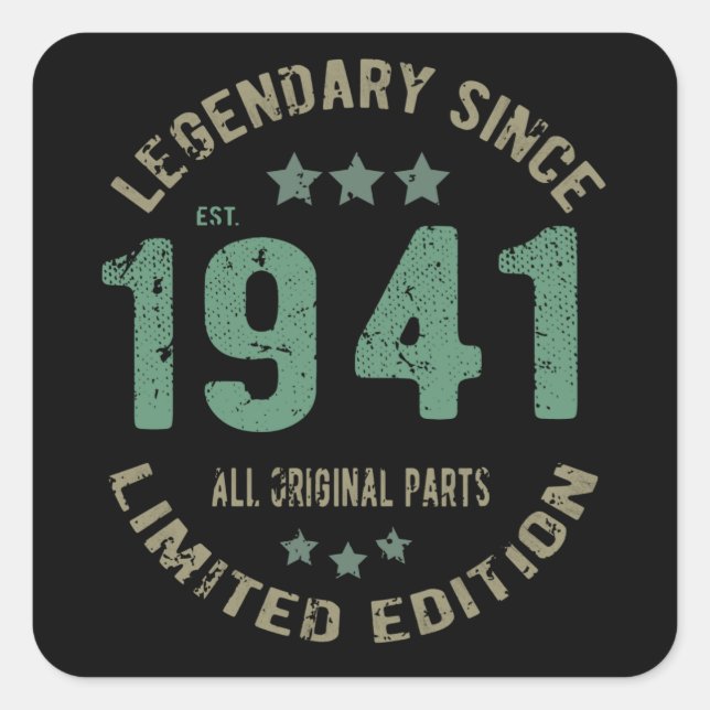 Sticker Carré 80 Ans Légende Anniversaire 80e anniversaire (Devant)