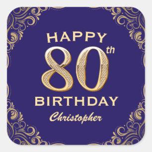 Sticker Carré 80e anniversaire de la Parties scintillant marine 