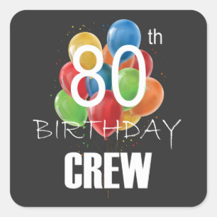 Sticker Carré 80e Anniversaire Équipage 80 Groupe d'équipage