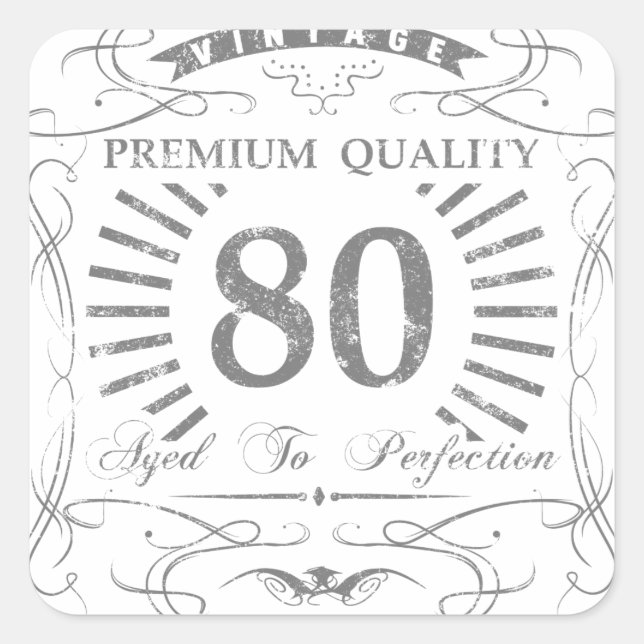 Sticker Carré 80e anniversaire Gag cadeau (Devant)