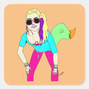 Sticker Carré 80s foxy fille