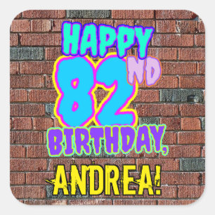 Sticker Carré 82e anniversaire - Amusant, Graffiti urbain inspir