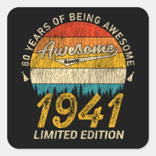 Sticker Carré 84 Ans 1941 Retro Magnifique 84e anniversaire Cade
