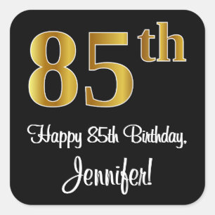 Sticker Carré 85e anniversaire - Elégant luxe Faux Gold Look #