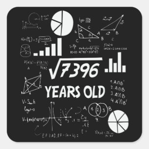 Sticker Carré 86 Ans Enseignant en mathématiques Anniversaires 8