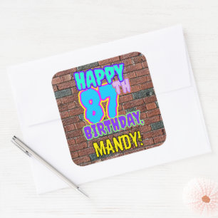 Sticker Carré 87e anniversaire - Amusant, Graffiti urbain inspir