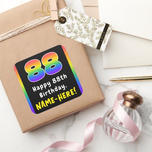 Sticker Carré 88e anniversaire : Rainbow Spectrum # 88, Nom pers (Cadeaux)