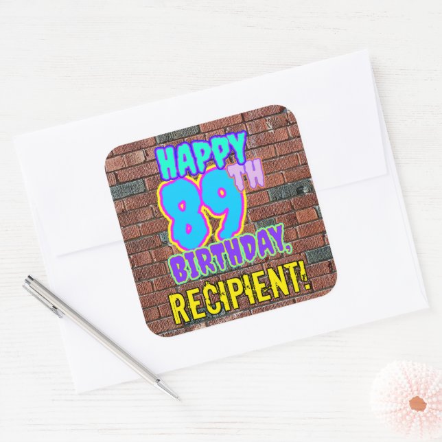 Sticker Carré 89e anniversaire - Amusant, Graffiti urbain inspir (Enveloppe)
